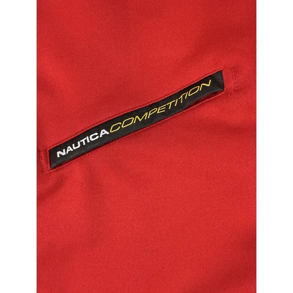 Nautica Competition Jacket Mens Large Red Blue Full Zip Track Sweater Bomber USA